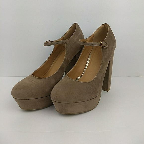 Forever 21 Tan Suede Platform Heels Size 8 - Picture 1 of 8